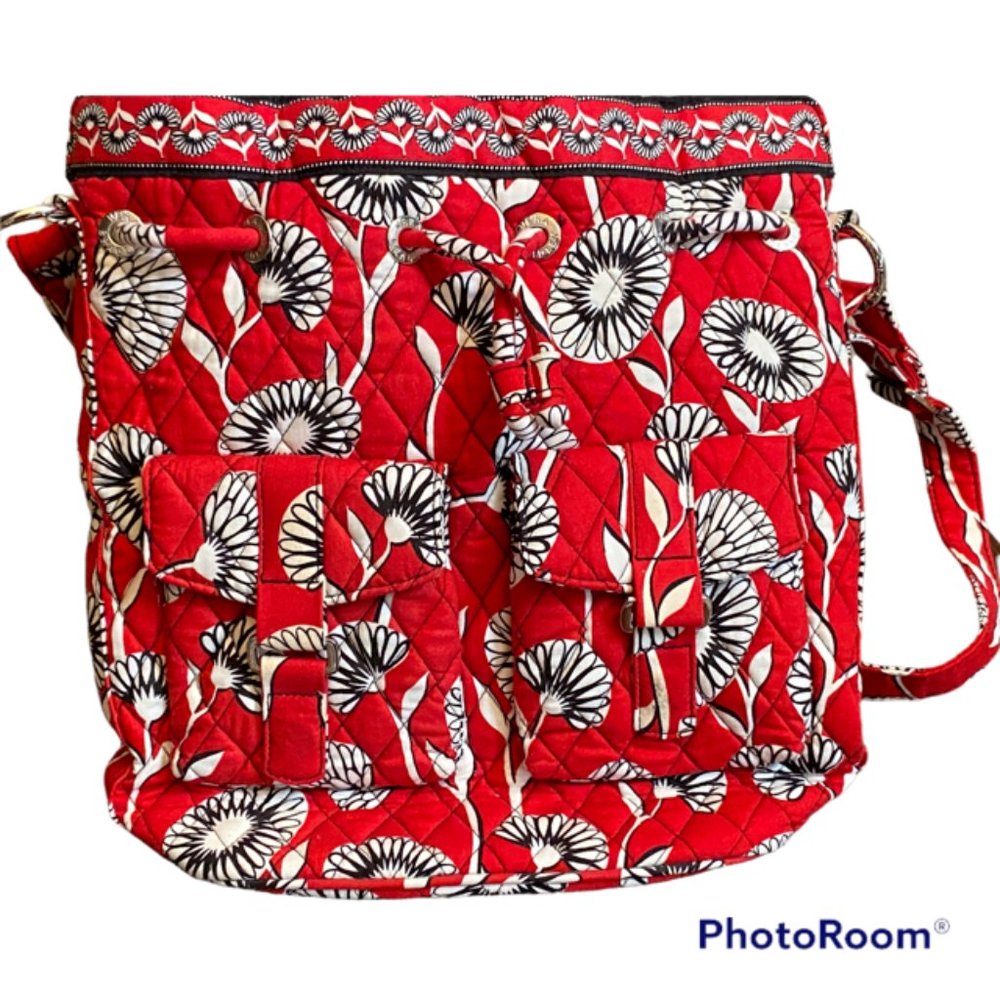 Vera Bradley Quick-Draw Tote Drawstring Bucket Bag, Deco Daisy Print